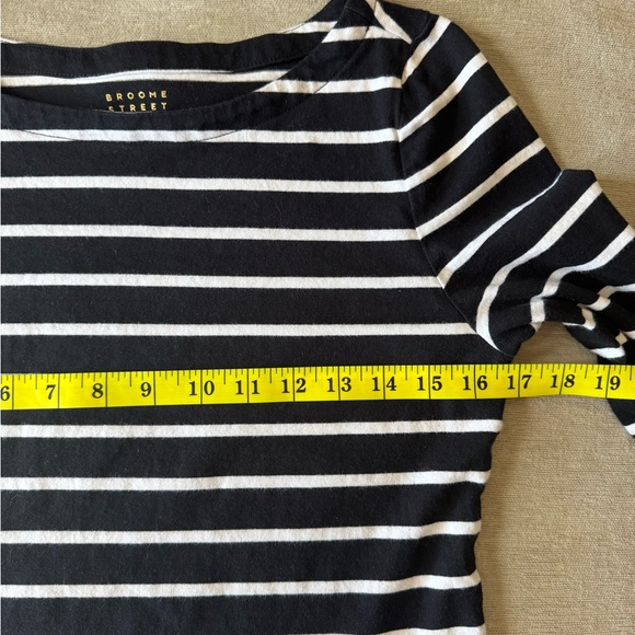 Broome Street Kate Spade Women’s S Black White Striped Ruffle Sleeve Top - Picture 9 of 10